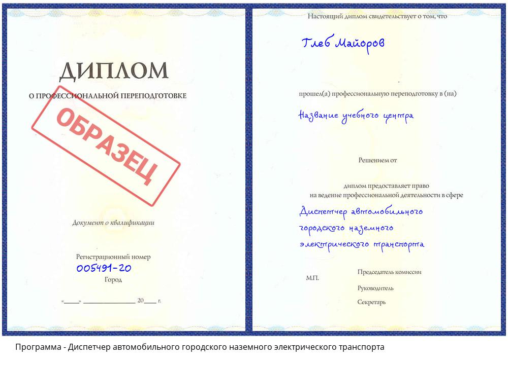 Диспетчер автомобильного городского наземного электрического транспорта Россошь